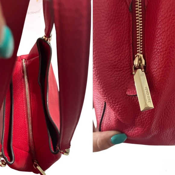 Kate Spade New York Hailey Medium Red Leather Shoulder Bag - Picture 4 of 8